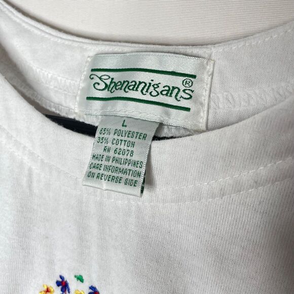 Y2K Shenanigans Womens T Shirt L White Floral Embroidery Cottage Dainty Boho - Picture 4 of 7